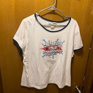Celebrate your independence from boys white and blue graphic tee